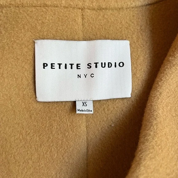 Petite Studio Classic 100% Wool Tan Overcoat - Picture 3 of 5